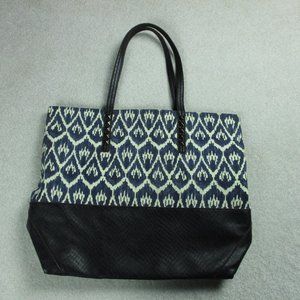 Label Rachel Roy Tote Large Blue and Black faux Leather